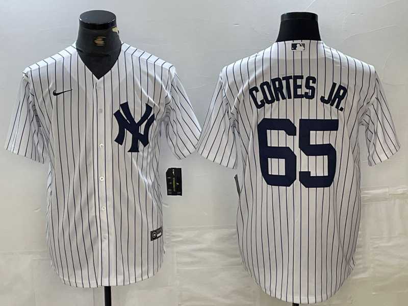 Men%27s New York Yankees #65 Nestor Cortes Jr White Stitched Cool Base Nike Jersey->new york yankees->MLB Jersey